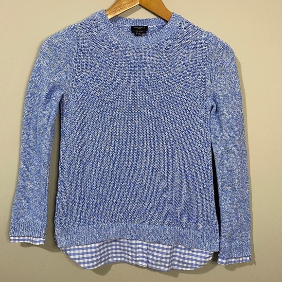 Talbots Petites Womens Pima Cotton Pullover Faux Layered Sweater Size PS Preppy - Picture 1 of 9